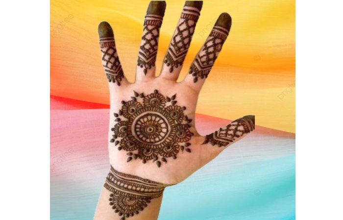 Best Front Hand Mehndi with flower pattern