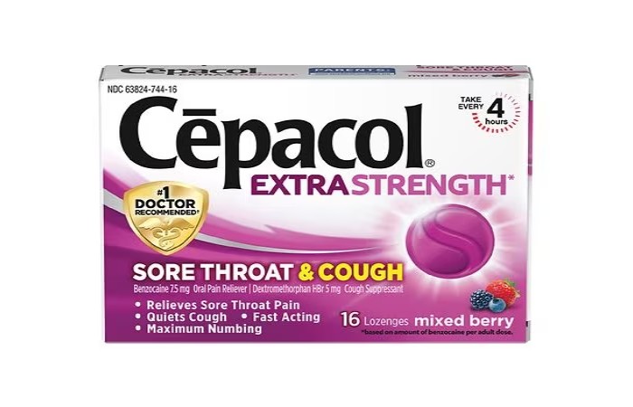 Cepacol Extra Strength Sore Throat & Cough Relief Lozenges Mixed Berry